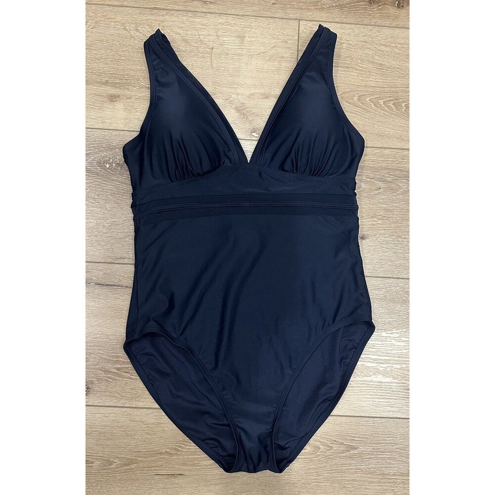 Women’s Tommy Hilfiger One Piece Swimsuit w/ Mesh, Navy Blue Size 14 EUC!